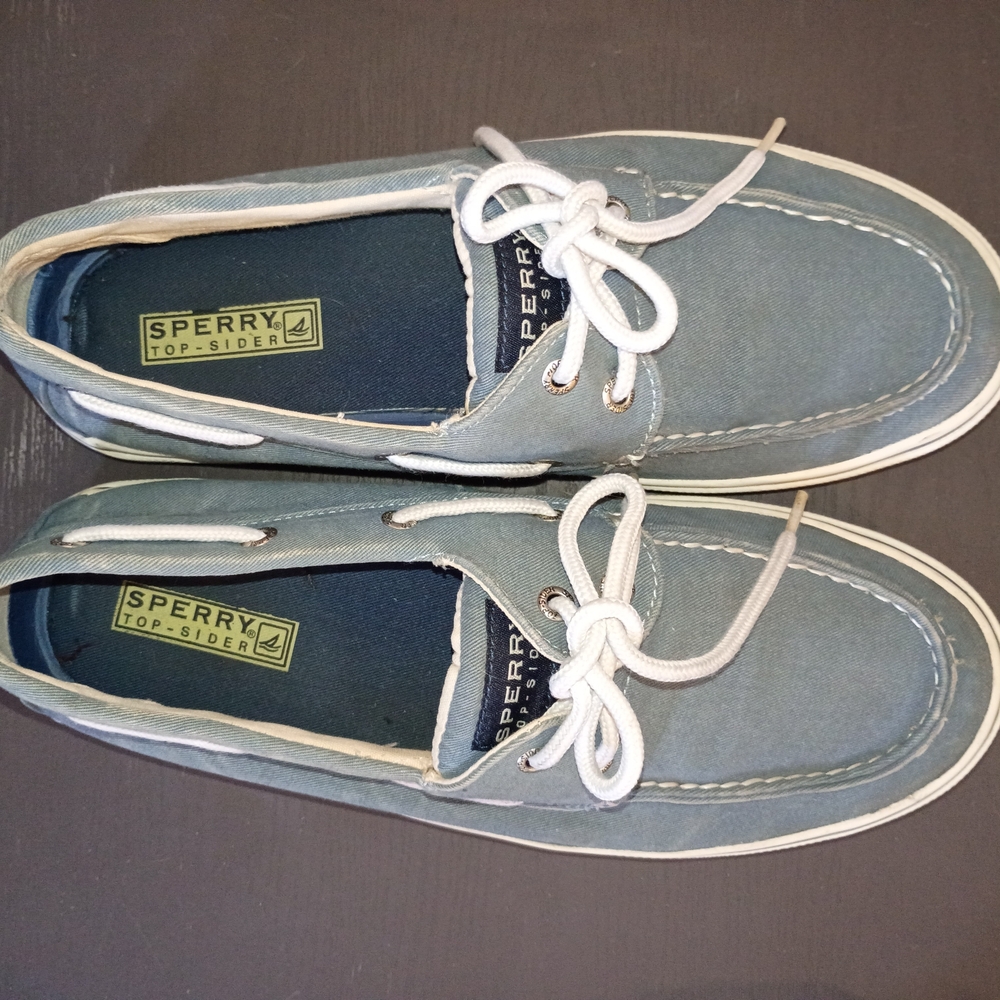 Sperry Men's 9M Distressed Denim Blue Boat Shoes. Gently Worn. - Picture 6 of 6